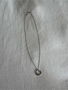 Authentic Tiffany & Co. Elsa Peretti 16mm Open Heart Necklace Sterling Silver